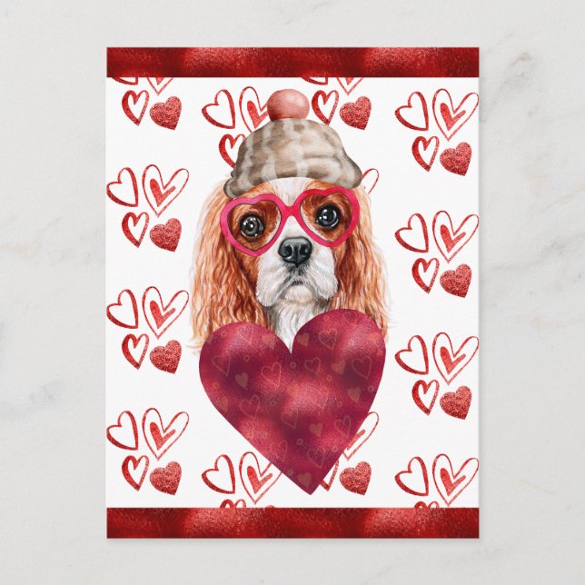 Cavalier Spaniel Hearts Dog Lover Valentine Gift Holiday Postcard (Front)