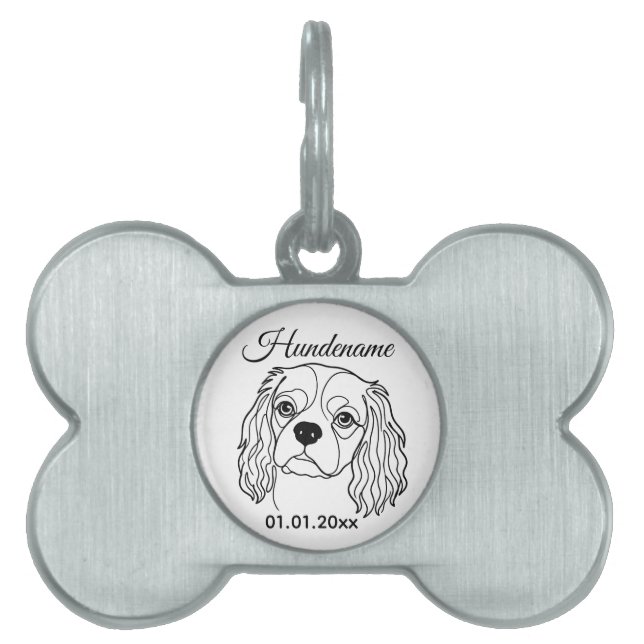 Cavalier Spaniel Line Art Personalized Tag (Front)