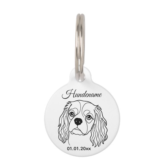 Cavalier Spaniel Line Art Personalized Tag (Front)