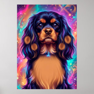 Cavalier Spaniel Neon Psychedelic Poster