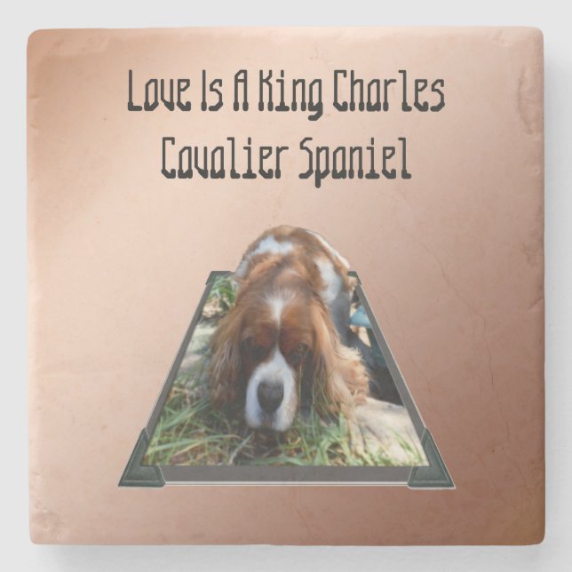 Cavalier Spaniel Popout Art, Stone Coaster (Front)