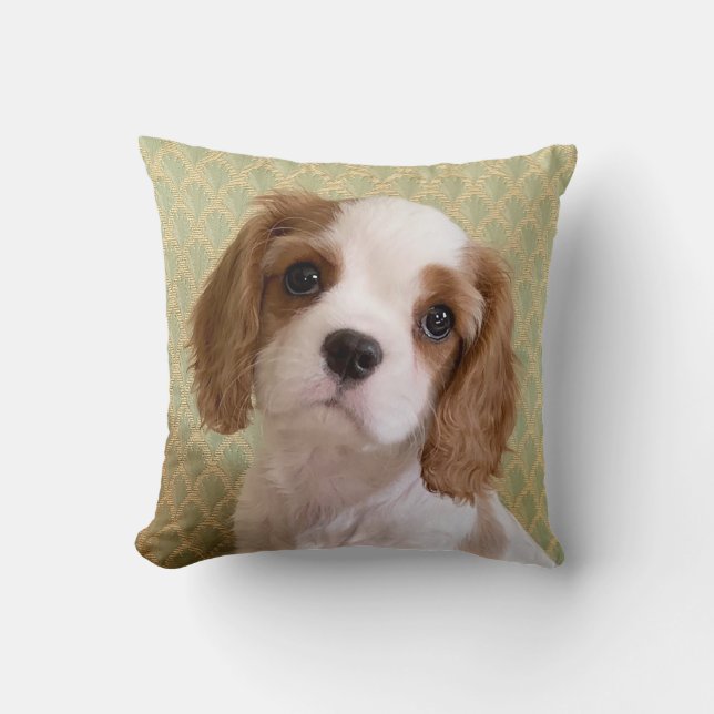 Cavalier Spaniel Puppy Throw Pillow (Front)