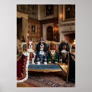 Cavalier Spaniels Royal Family Group Portrait Poster