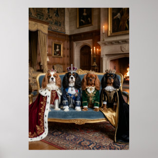 Cavalier Spaniels Royal Family Group Portrait Poster