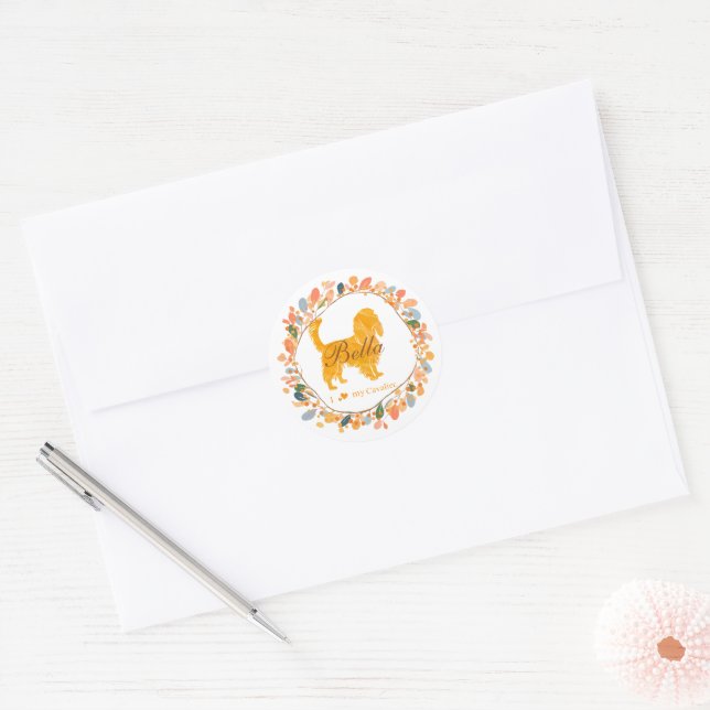 Cavalier Sticker - Personalised Pastel Orange Gift (Envelope)
