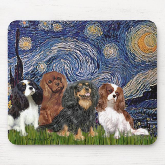 Cavaliers (3) - Starry Night Mouse Mat (Front)