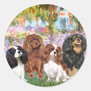 Cavaliers (4) - in Monet's Garden Classic Round Sticker