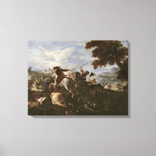 Cavaliers in Battle (oil on canvas) Canvas Print