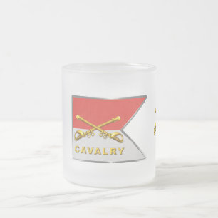 Cavalry Crossed Sabres Guidon Frosted Glass Coffee Mug