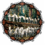 Cavalry Troop on Redwood Tree Vintage Ornament Photo Sculpture Decoration<br><div class="desc">This is a great picture from 1912 of a complete Cavalry Troop standing on a fallen Redwood Tree to emphasise its size. Great for people who like military trivia or history. Reprinted here on this beautiful Christmas ornament with Victorian trim.</div>