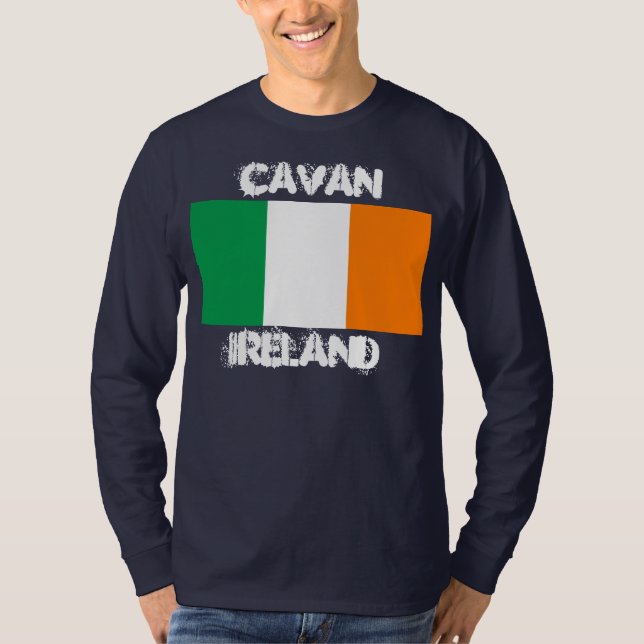 Cavan, Ireland with Irish flag T-Shirt (Front)