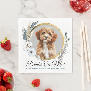 Cavapo Dog Wedding Napkins With Dogs Photo