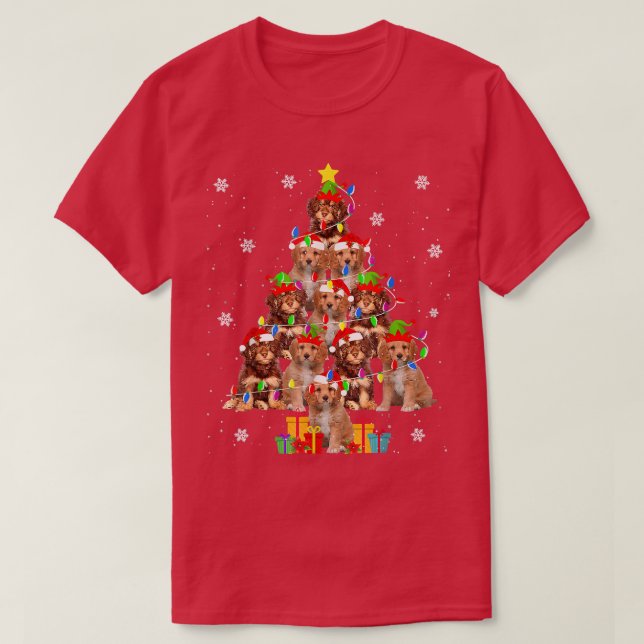 Cavapoo Christmas Tree Funny Santa Cavoodle Dog Xm T-Shirt (Design Front)
