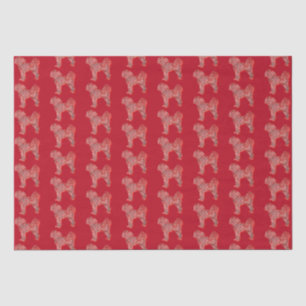Cavapoo Cute Christmas Dog Silhouette Red Tissue Paper
