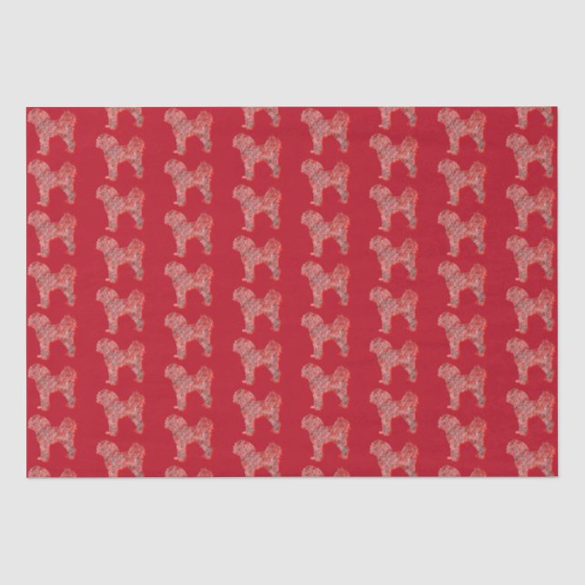 Cavapoo Cute Christmas Dog Silhouette Red Tissue Paper (Front)