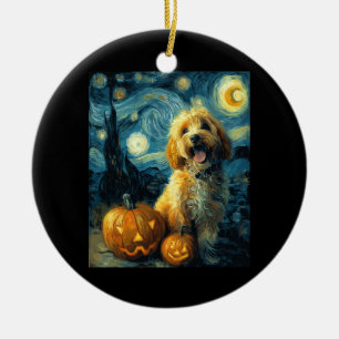 Cavapoo Cute Dog Halloween Jack O Lantern Pumpkin Ceramic Tree Decoration
