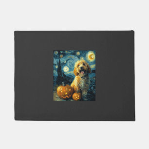 Cavapoo Cute Dog Halloween Jack O Lantern Pumpkin Doormat