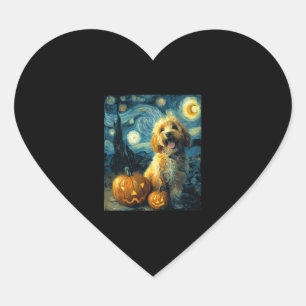 Cavapoo Cute Dog Halloween Jack O Lantern Pumpkin Heart Sticker