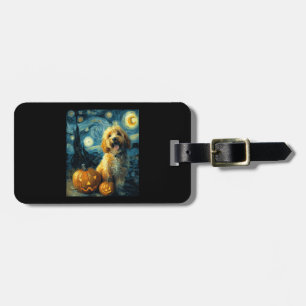 Cavapoo Cute Dog Halloween Jack O Lantern Pumpkin Luggage Tag