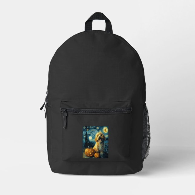 Cavapoo Cute Dog Halloween Jack O Lantern Pumpkin  Printed Backpack (Front)