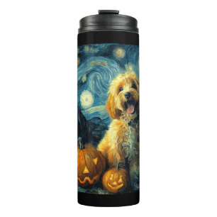 Cavapoo Cute Dog Halloween Jack O Lantern Pumpkin Thermal Tumbler