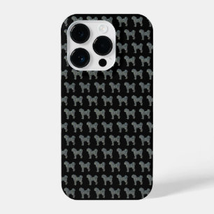 Cavapoo Cute Dog Silhouette Grid Black iPhone 14 Pro Case