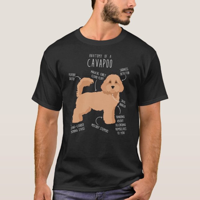 Cavapoo Dog Anatomy, Cute Funny Tan Cavoodle Pet M T-Shirt (Front)