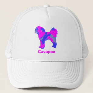 Cavapoo Dog Cute Pink Silhouette Custom Trucker Hat