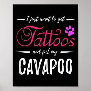 Cavapoo Dog Lover Tattoo Funny Dog Mum Gift Idea  Poster