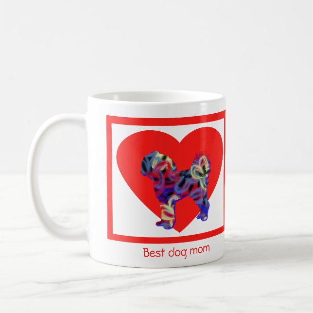 Cavapoo Dog Red Valentine’s Day Heart Coffee Mug (Left)