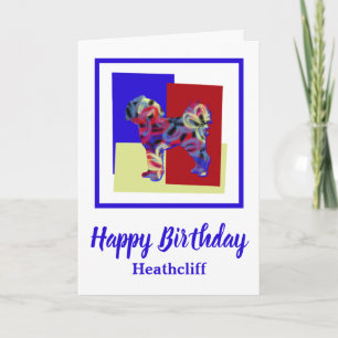 Cavapoo Dog Silhouette Red Blue Yellow Birthday Card