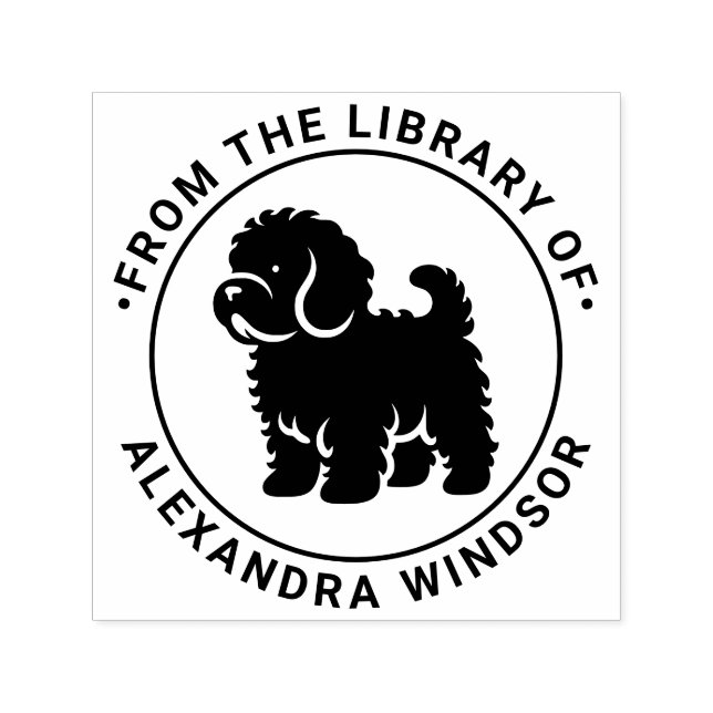 Cavapoo Dog Standing Sil Library Book Name Self-inking Stamp (Design)