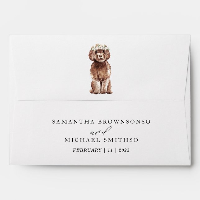 Cavapoo Dog Wedding Mailing Envelope (Back (Top Flap))