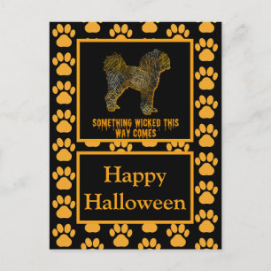 Cavapoo English Dog Silhouette Halloween Postcard