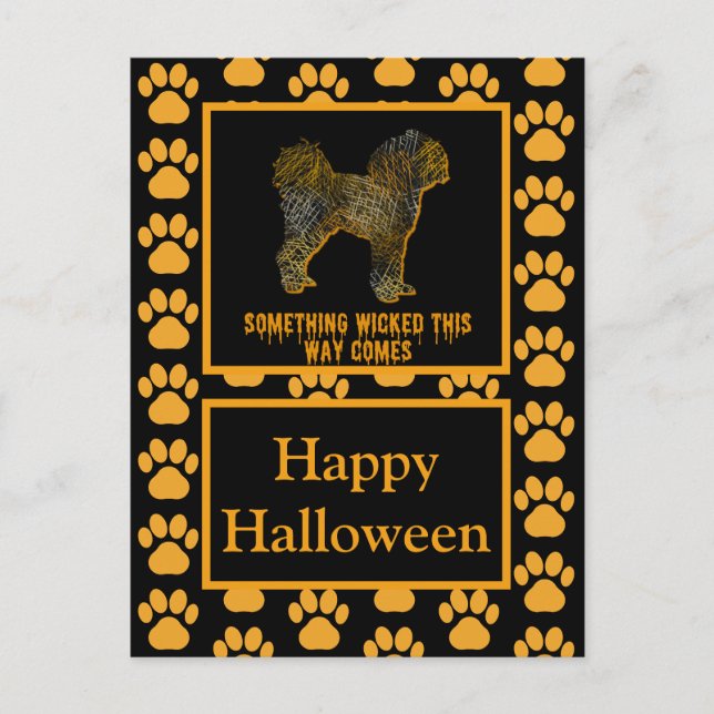 Cavapoo English Dog Silhouette Halloween Postcard (Front)