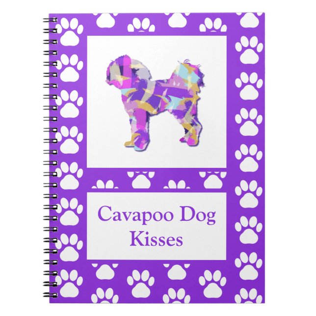 Cavapoo Kisses Cute Dog Silhouette PPY&B Notebook (Front)