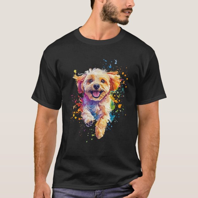 Cavapoo Lover Colourful Splash Art Cavapoo  T-Shirt (Front)