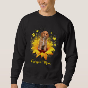 Cavapoo Mum Sunflower With Dog Paw Mothers Day Sweatshirt