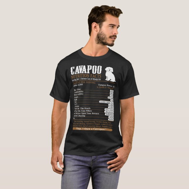 Cavapoo Nutrition Facts Pets Lovers Tshirt (Front Full)
