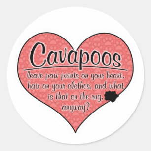 Cavapoo Paw Prints Dog Humour Classic Round Sticker