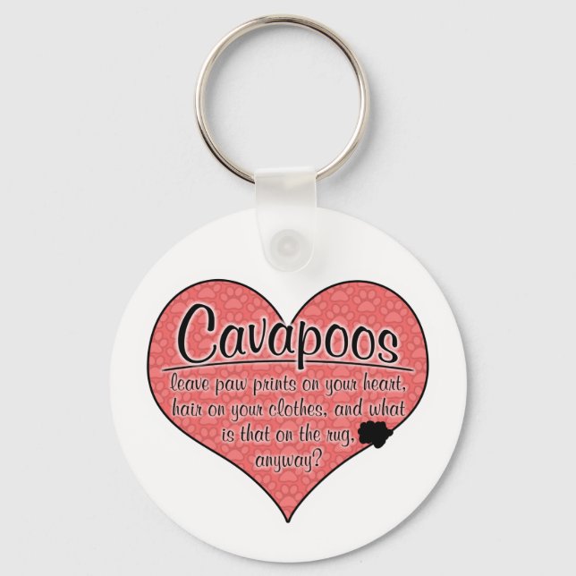 Cavapoo Paw Prints Dog Humour Key Ring (Front)