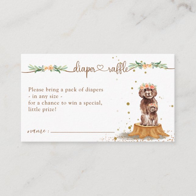 Cavapoo Poodle Dog Baby Shower New Mummy Diaper Enclosure Card (Front)