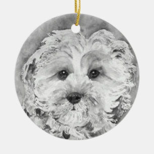 Cavapoo  puppy. ceramic tree decoration