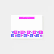 Cavapoo Silhouette Dog & Paw Hot Pink & Blue