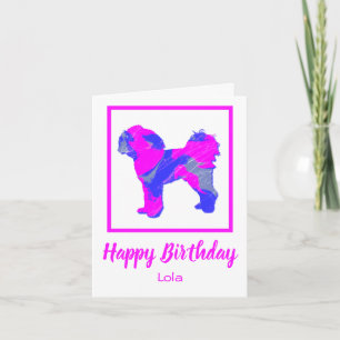 Cavapoo Silhouette Pink Dog Funny Birthday Card