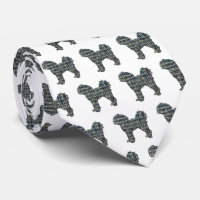 Cavapoo Silhouette Yellow & Black Grid White Tie