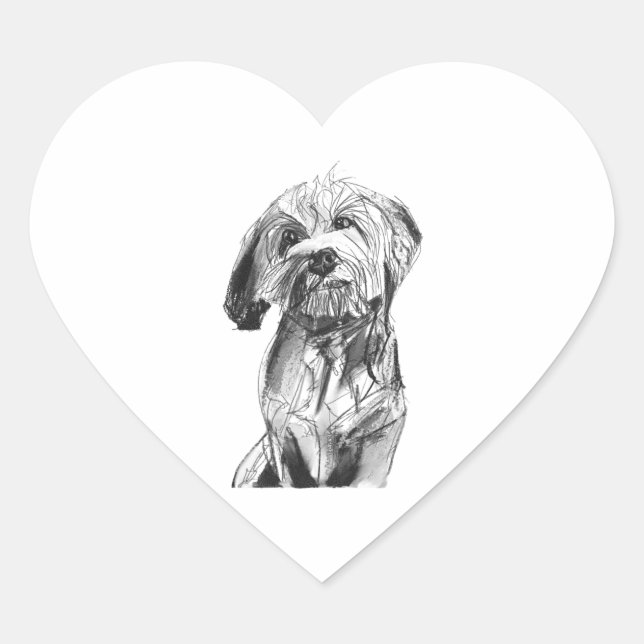 Cavapoo Sticker, Dog Lover Illustration Heart Sticker (Front)
