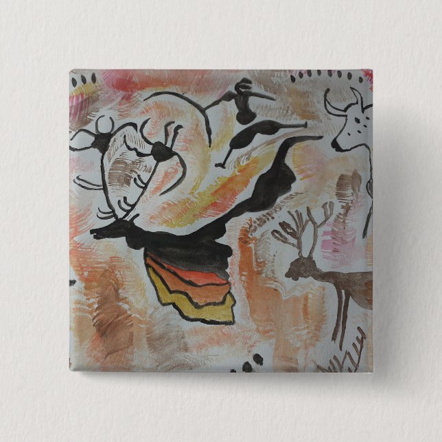 Cave Art Abstract 15 Cm Square Badge (Front)