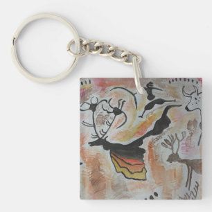 Cave Art Abstract Acrylic Key Ring