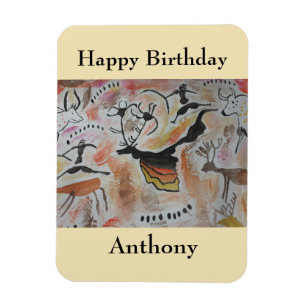 Cave Art Abstract Birthday Magnet